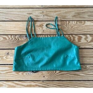 Hosbjerg Faux Leather Gwen Crop Top Size Small Women’s Green